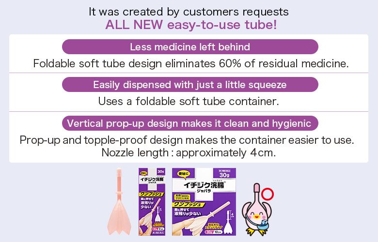 It was created by customers requests ALL NEW easy-to-use tube! Less medicine left behind Foldable soft tube design eliminates 60% of residual medicine. Easily dispensed with just a little squeeze Uses a foldable soft tube container. Vertical prop-up design makes it clean and hygienic. Prop-up and topple-proof design makes the container easier to use. Nozzle length: approximately 4 cm.
